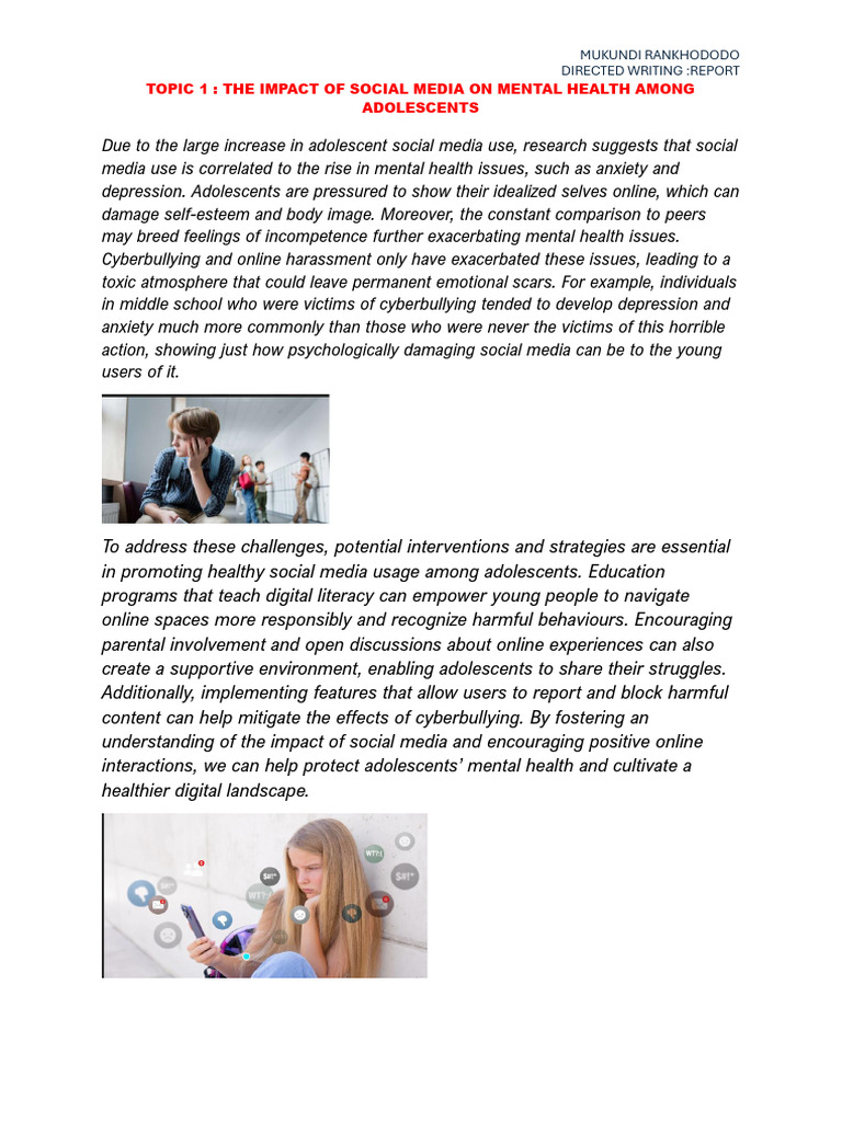 Social Media's Impact on Adolescent Mental Health | PDF