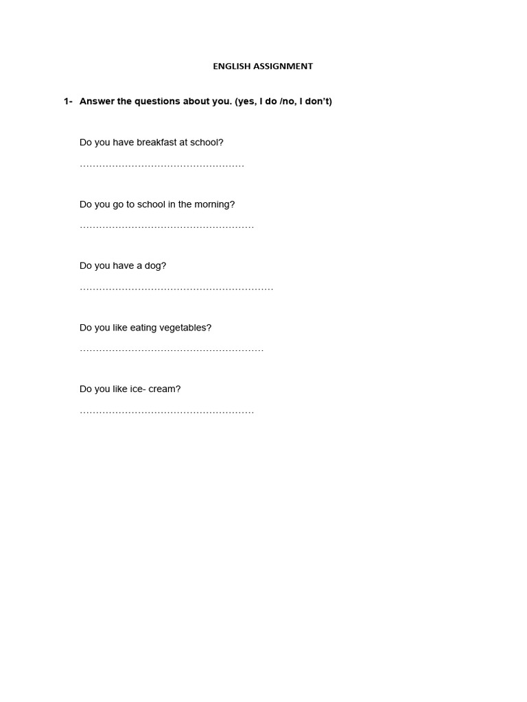 English Assignment Cl.3 | PDF