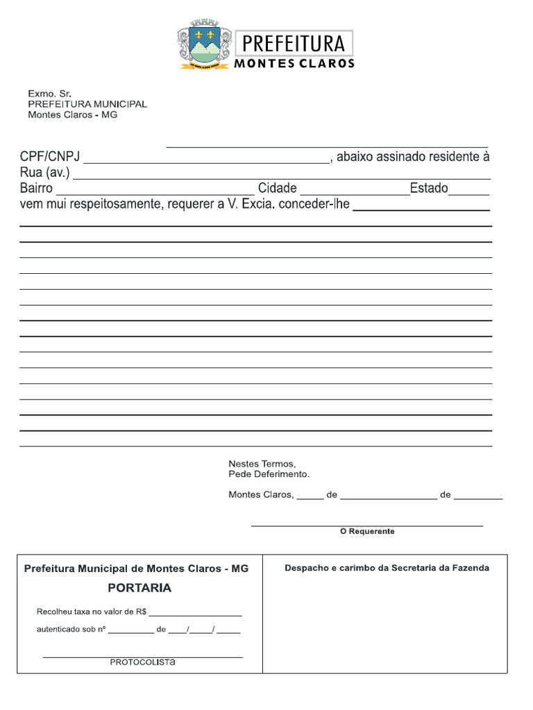 Requerimento Prefeitura Editavel | PDF