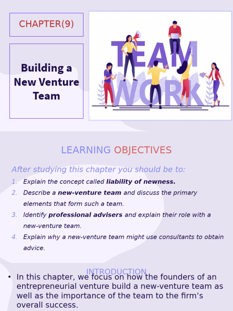 Building a New Venture Team PDF Business Economies