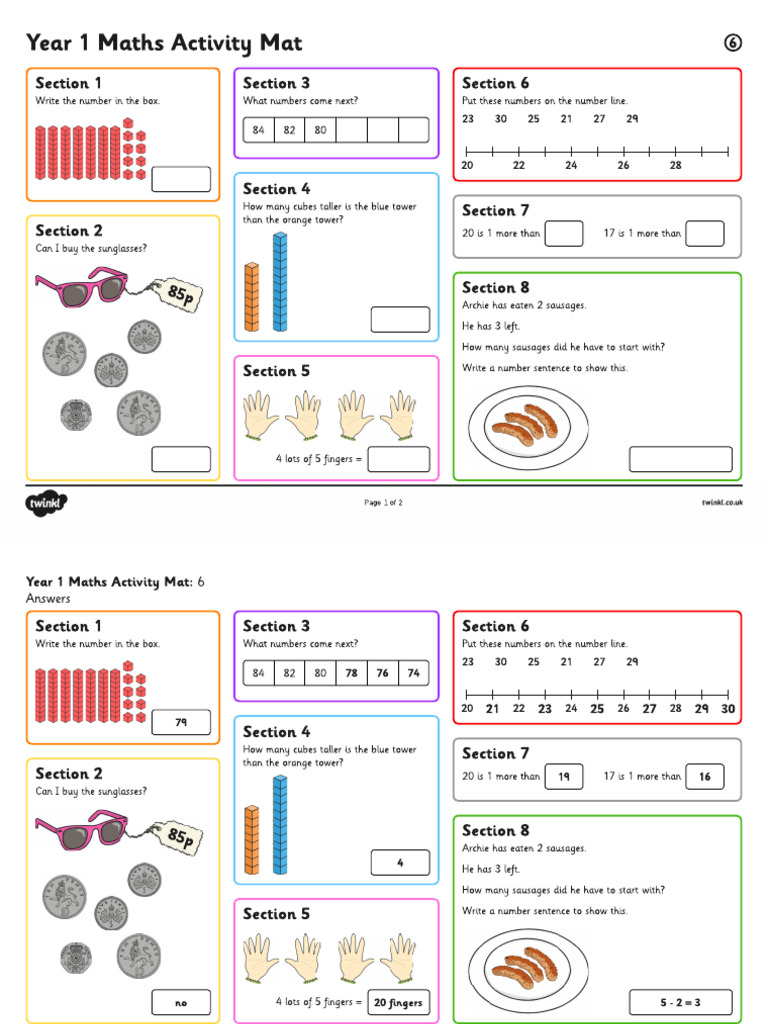 Y1 Maths Mat 6 Higher Ability | PDF