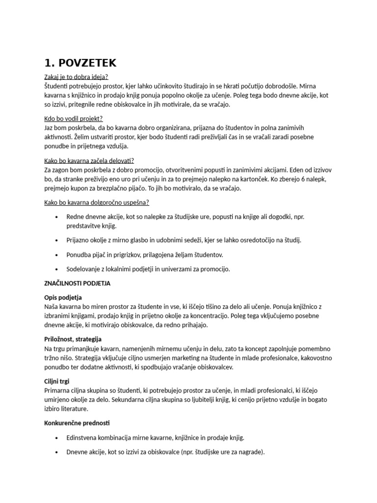 Povzetek: Značilnosti Podjetja Opis Podjetja | PDF