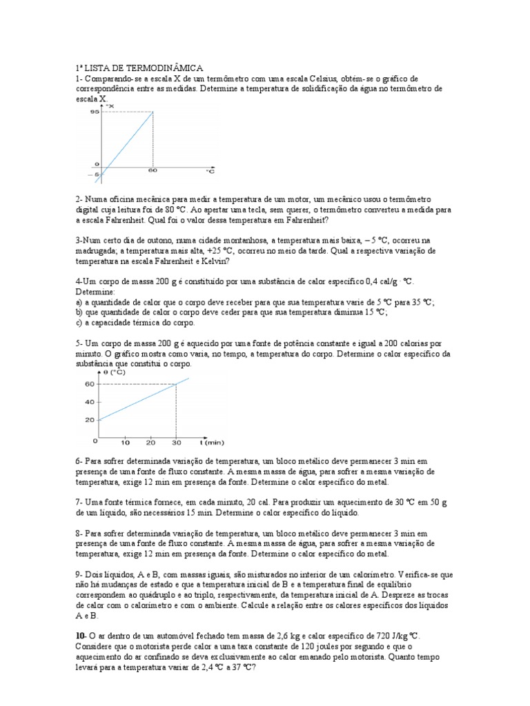Exercícios de Termodinâmica e Calor específico | PDF | Calor ...