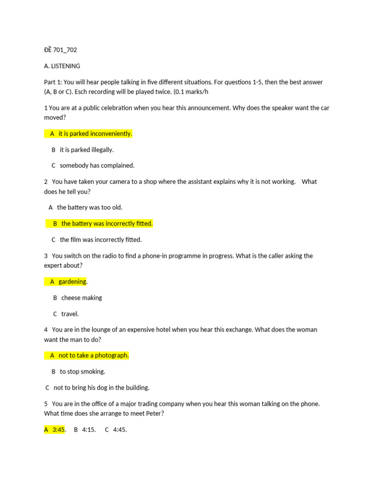 ĐỀ 701 - 702 | PDF | Gold