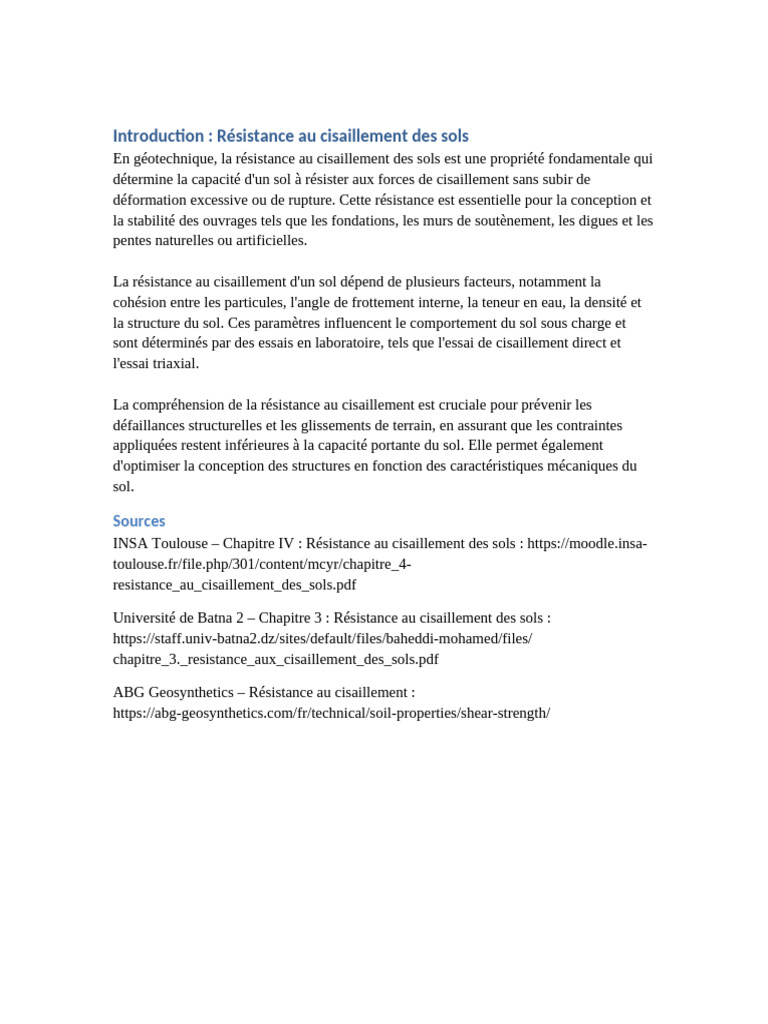 Résistance au cisaillement des sols | PDF