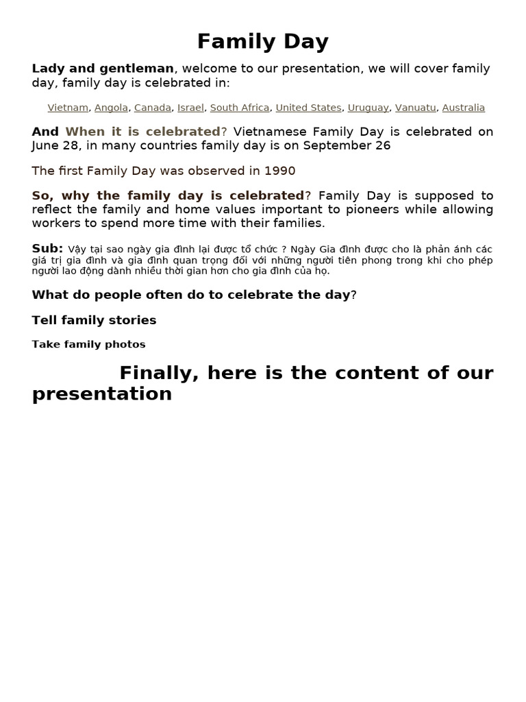 Family Day | PDF