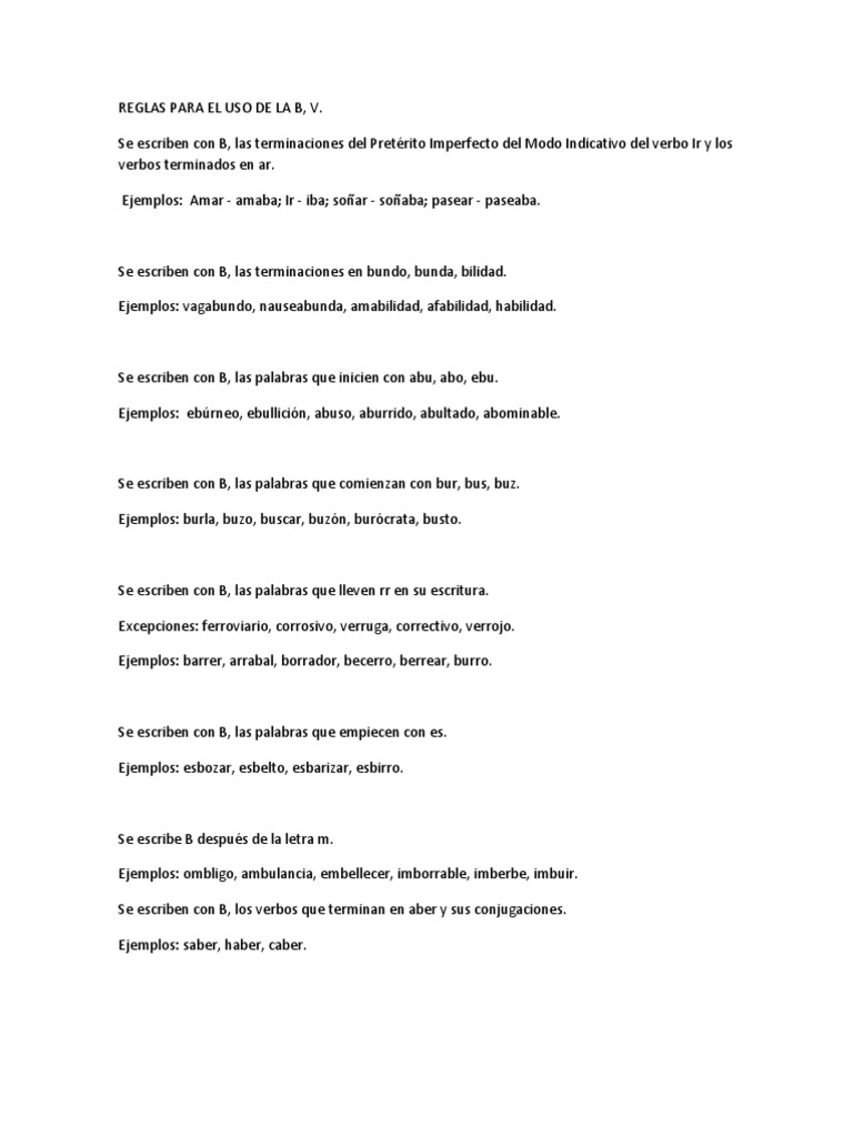 Reglas del uso de la B y V | PDF | Onomástica | Unidades Semánticas