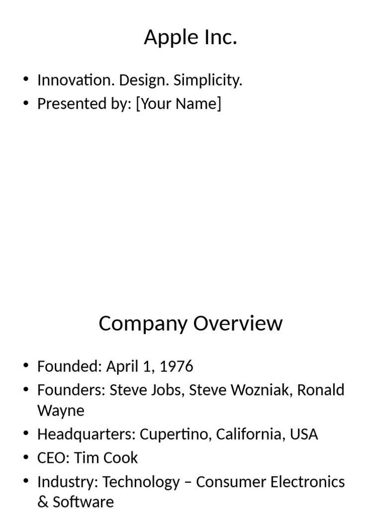 Apple Inc. Company Overview and Future | PDF