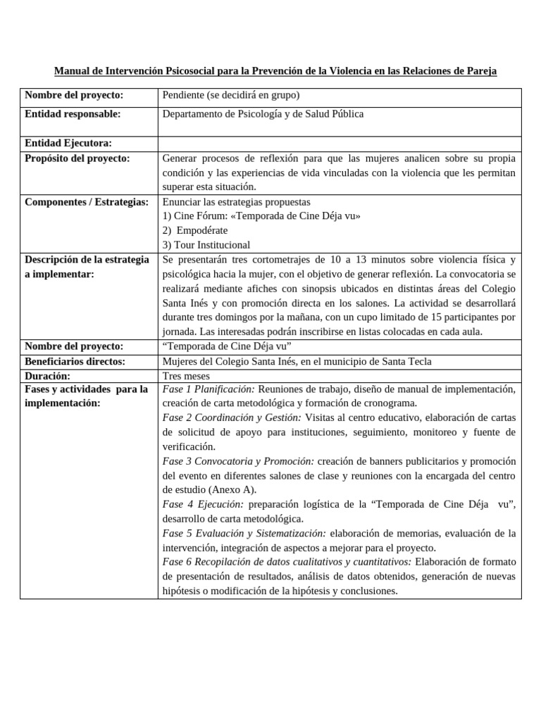 Prevención de Violencia en Parejas: Manual | PDF | Violencia | La ...