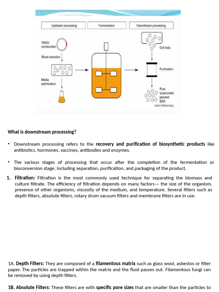 Downstream Processing Techniques Overview | PDF | Filtration ...
