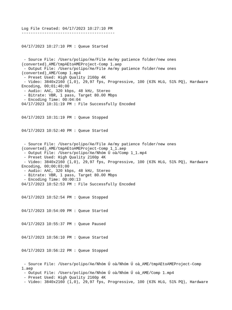 Video Encoding Log Report | PDF | Film And Video Technology | Digital ...