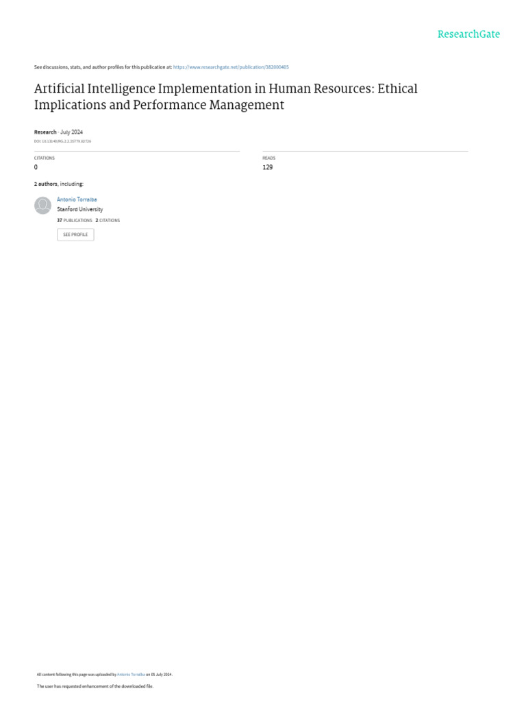 Artificial Intelligence Implementation in Human Resources Ethical ...
