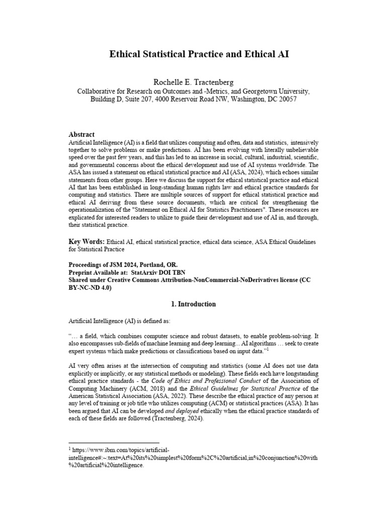 Ethical AI and Statistical Practice Guidelines | PDF | Artificial ...