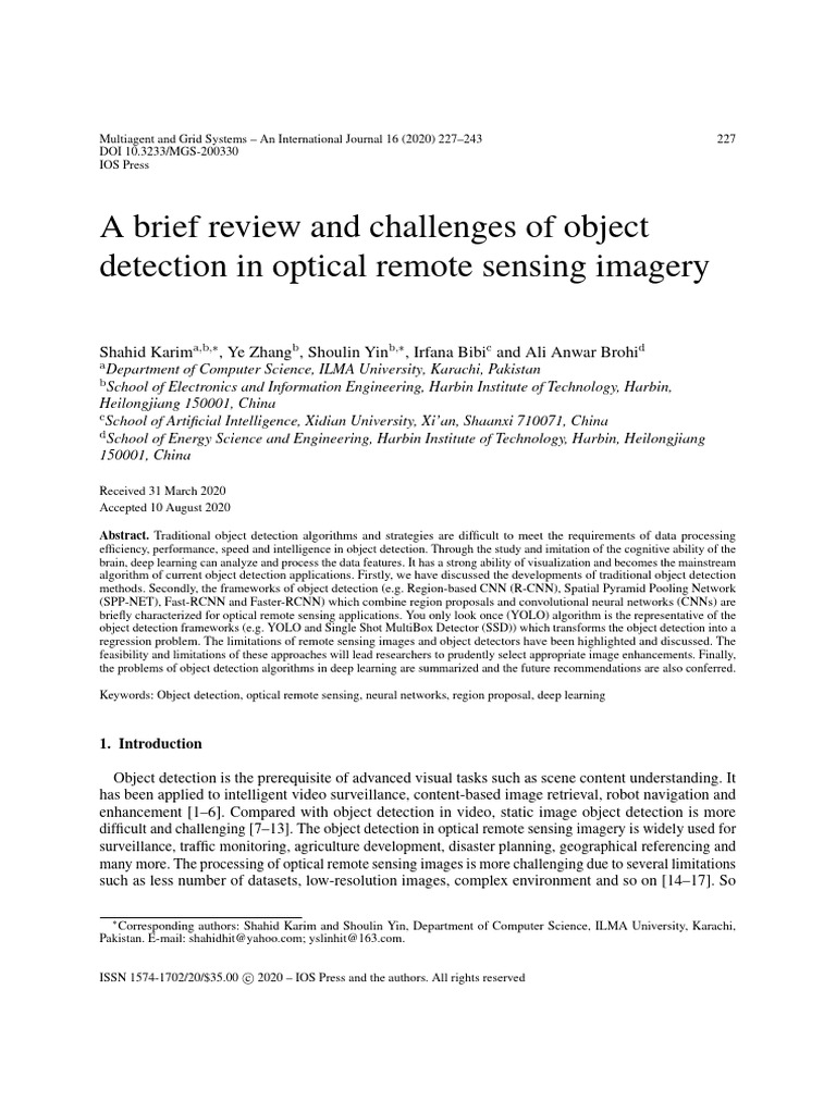 A Brief Review and Challenges of Object 2020 | PDF | Deep Learning ...
