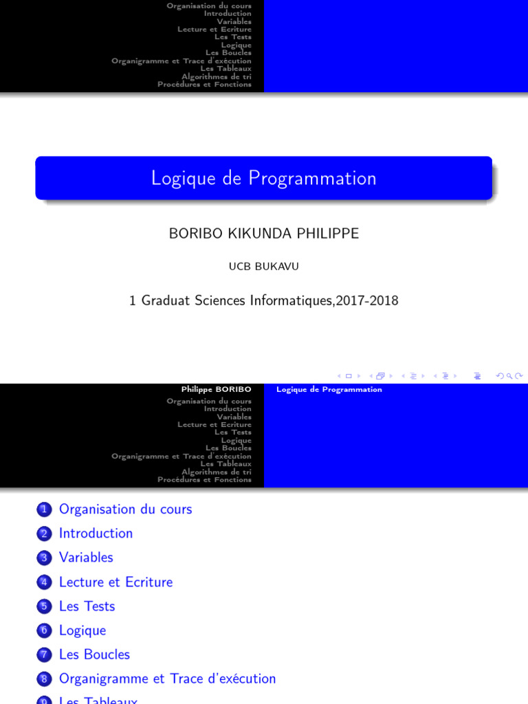 Cours de Logique de Programmation 60H | PDF | Programme informatique ...