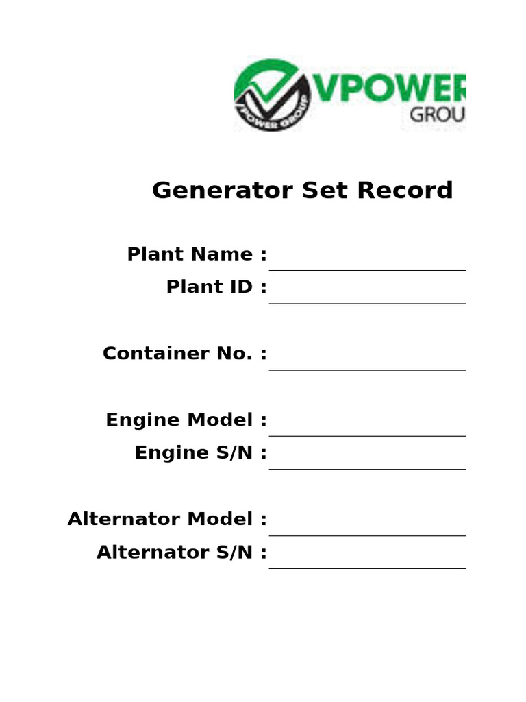 Generator Set Maintenance Record | PDF | Mechanical Engineering ...