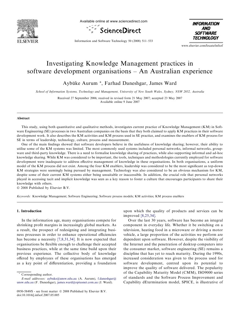 Investigating Knowledge Management Practices in Software Development ...