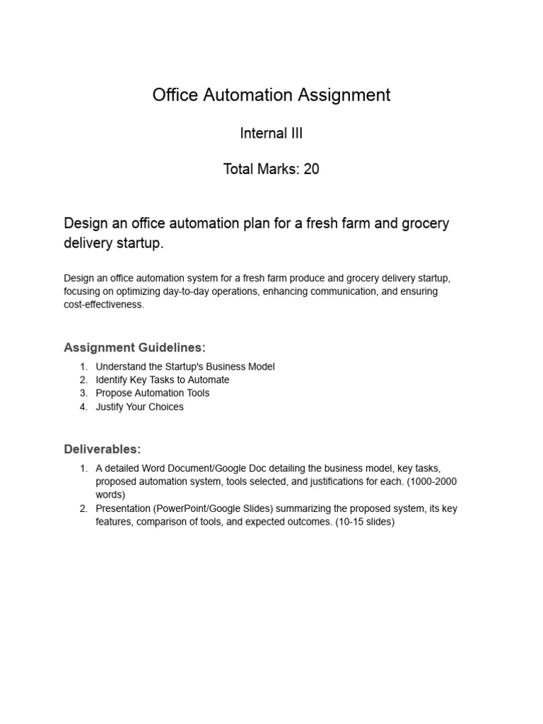 Office Automation Assignment | PDF