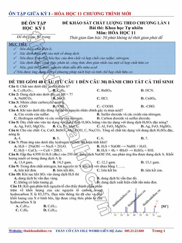 De On Tap Hoc Ky 1 de So 01 | PDF