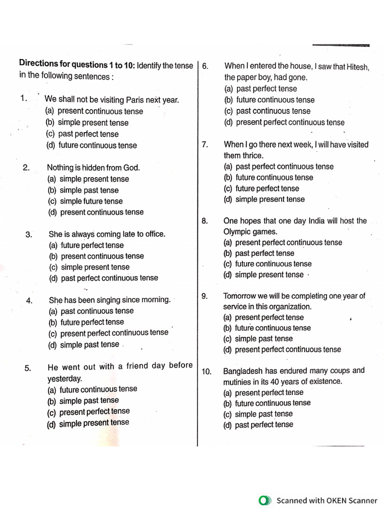 Tenses Test | PDF