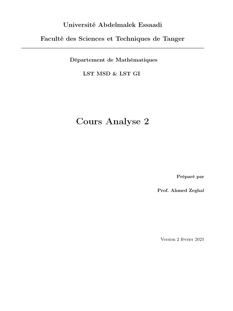 Cours d'Analyse 2 : Intégrales de Riemann | PDF | Intégral | Mathématiques