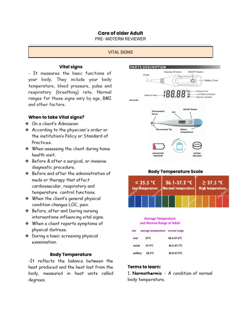 Care of Older Adult Midterm | PDF | Hyperthermia | Blood Pressure