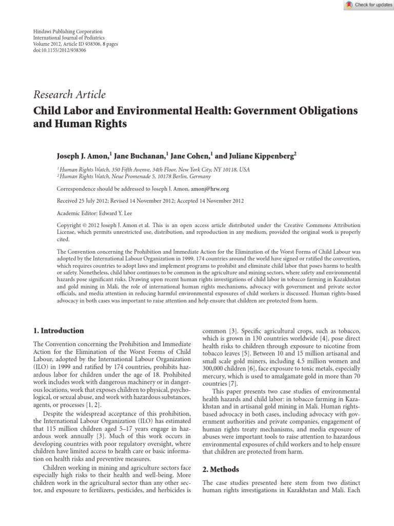 International Journal of Pediatrics - 2012 - Amon - Child Labor and ...