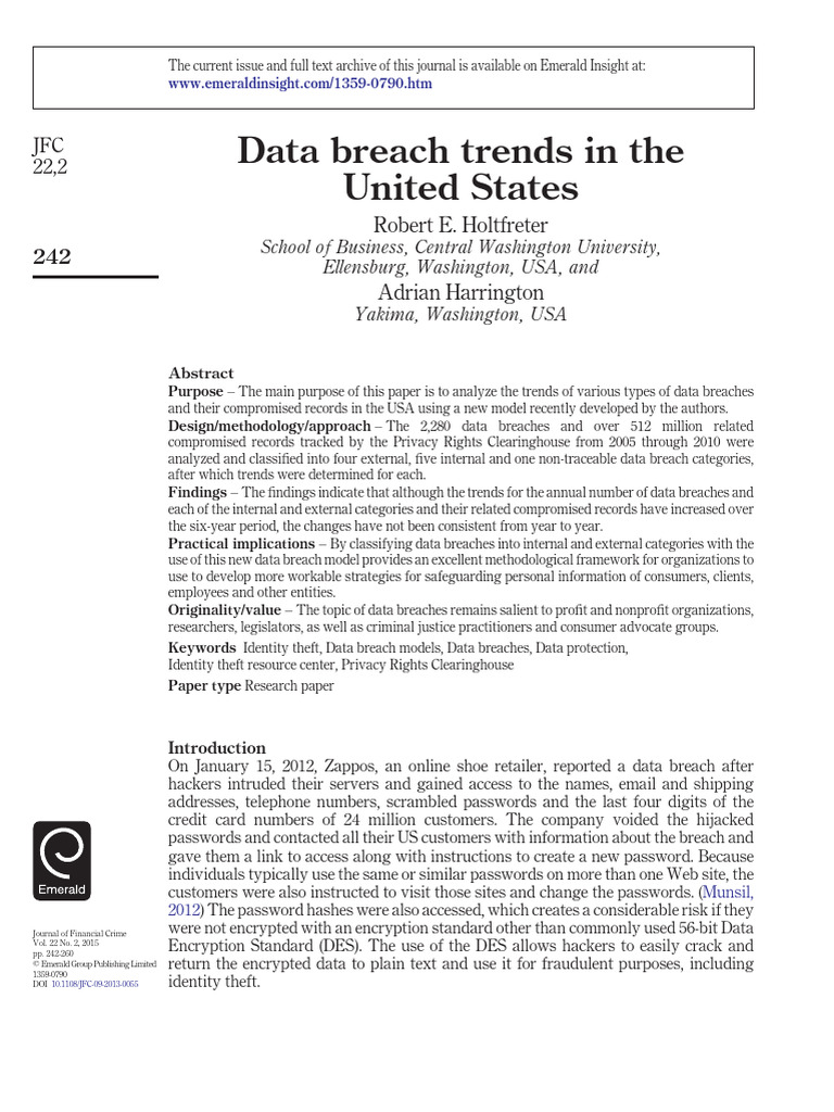 US Data Breach Trends Analysis 2005-2010 | PDF | Security | Computer ...