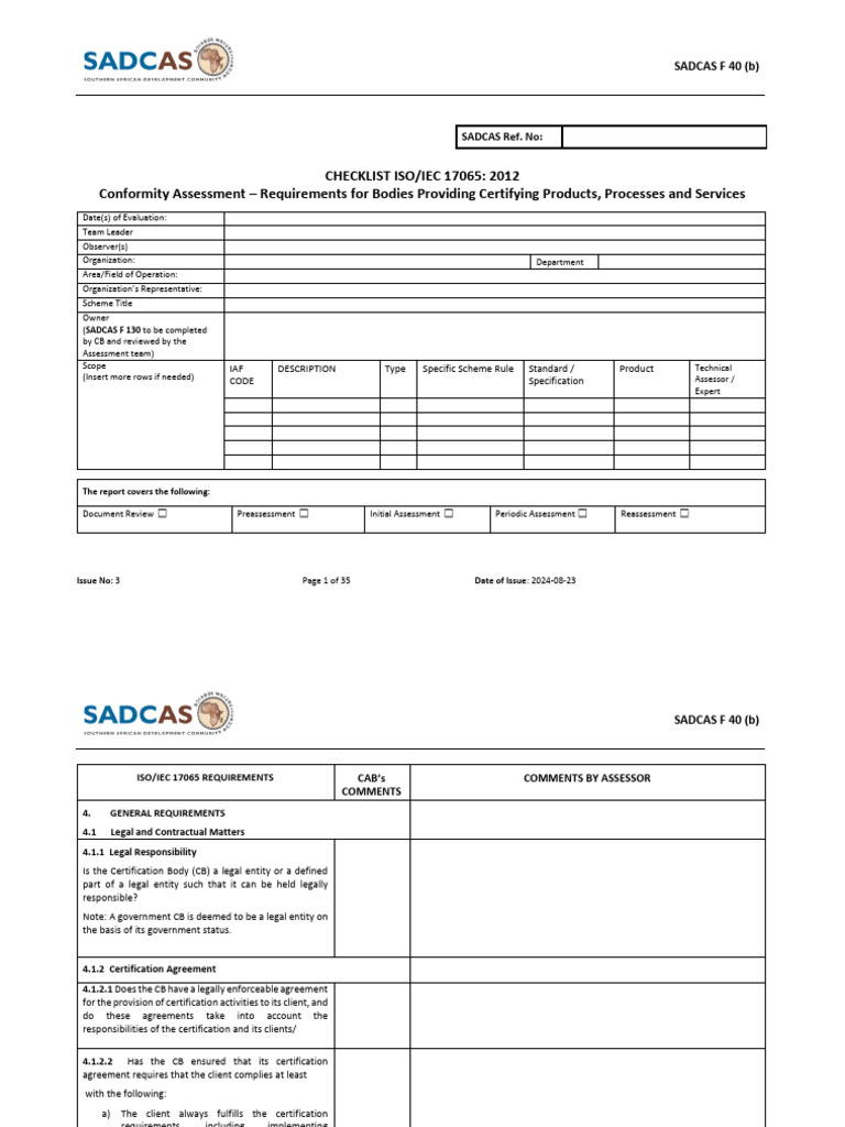 ISO/IEC 17065:2012 Compliance Checklist | PDF | Certification ...