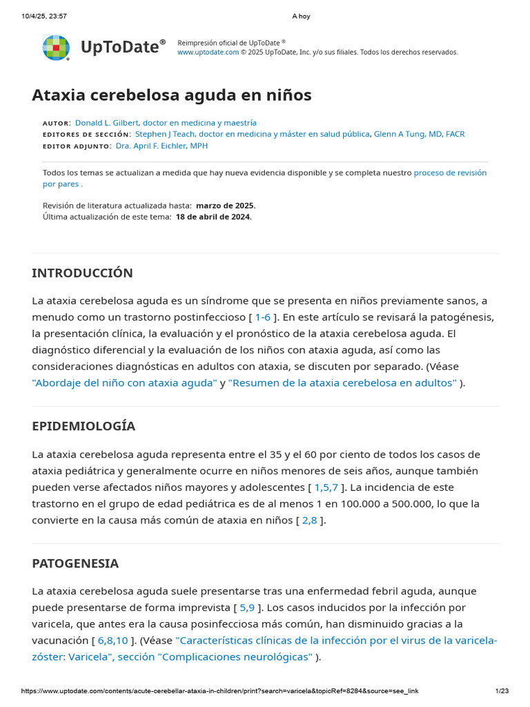 Acute Cerebellar Ataxia in Children | PDF | Neuroimagen | Lesión ...