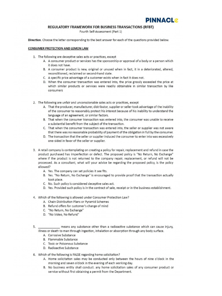 RFBT 4TH Assessment | PDF