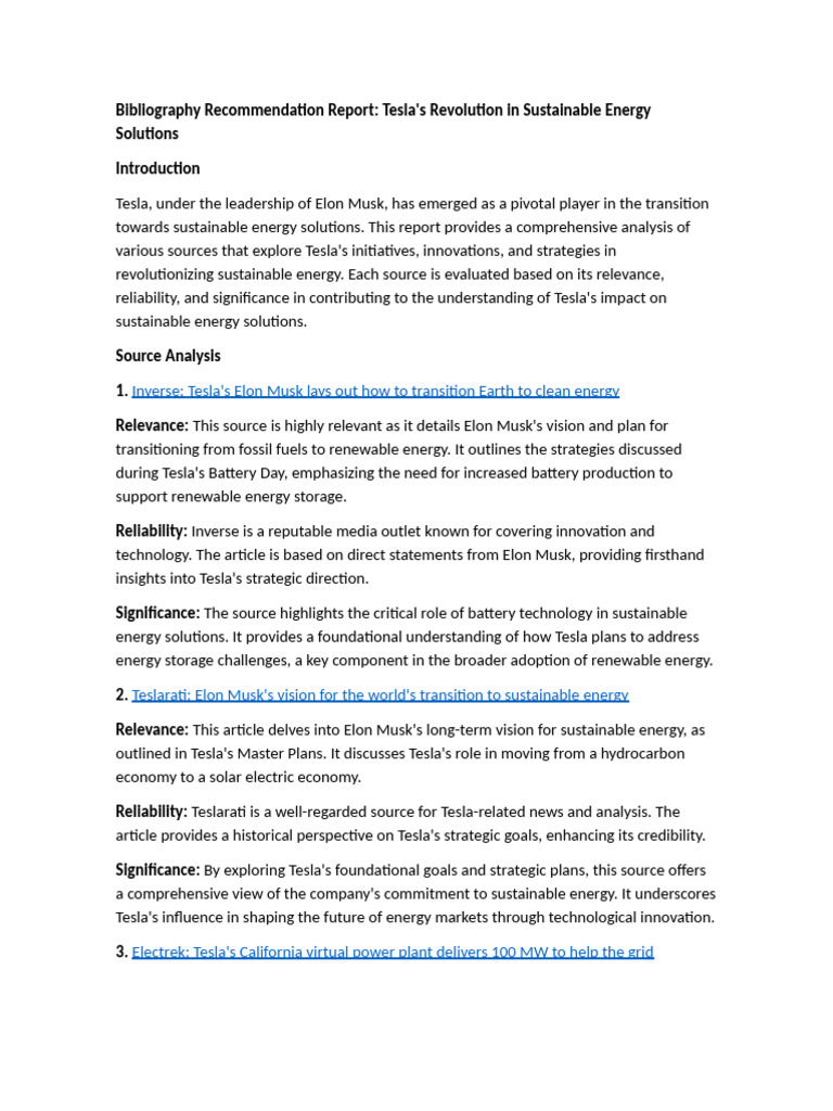 Bibliography Recommendation Report | PDF | Sustainable Energy ...