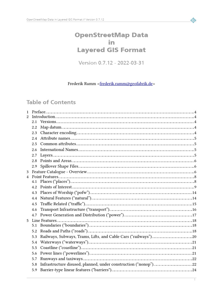 OpenStreetMap Data Overview v0.7.12 | PDF | Geographic Information System