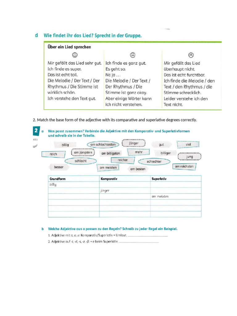 Match The Base Form of The Adjective With Its Comparative and ...