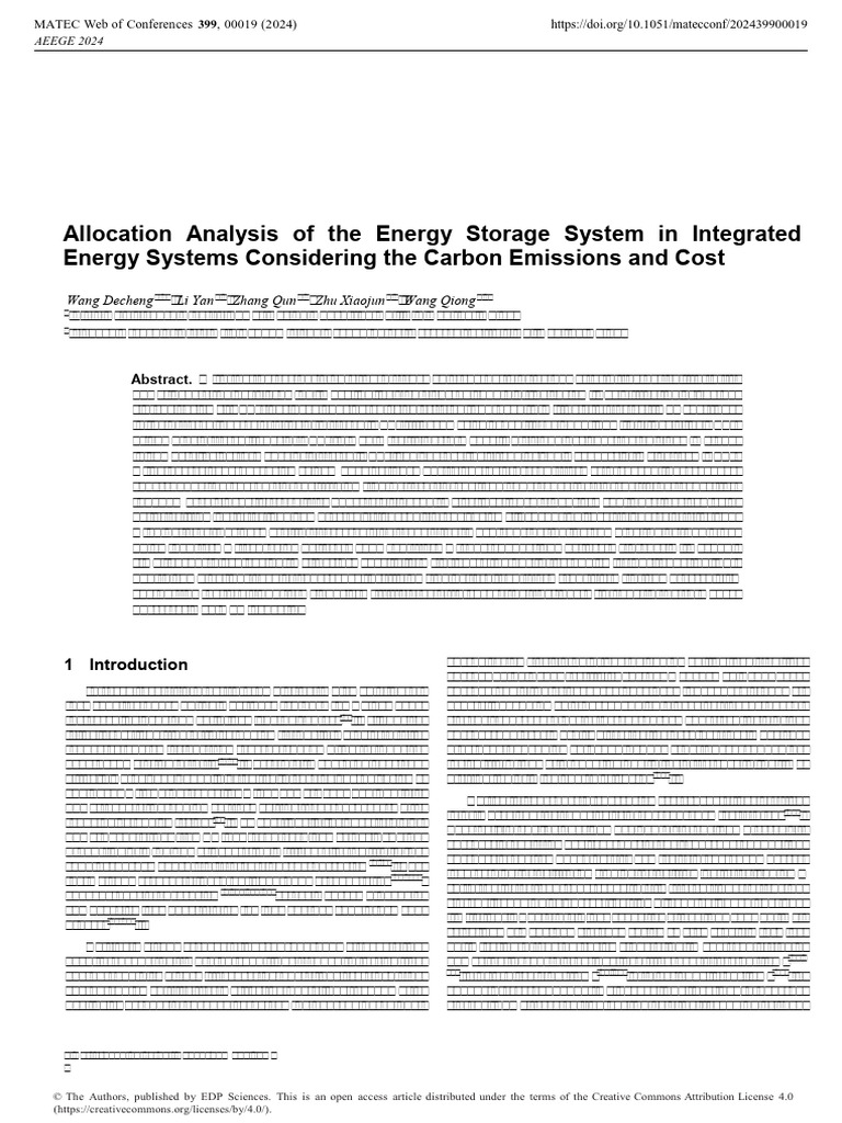 Allocation Analysis of The Energy Storage System I | PDF | Energy ...