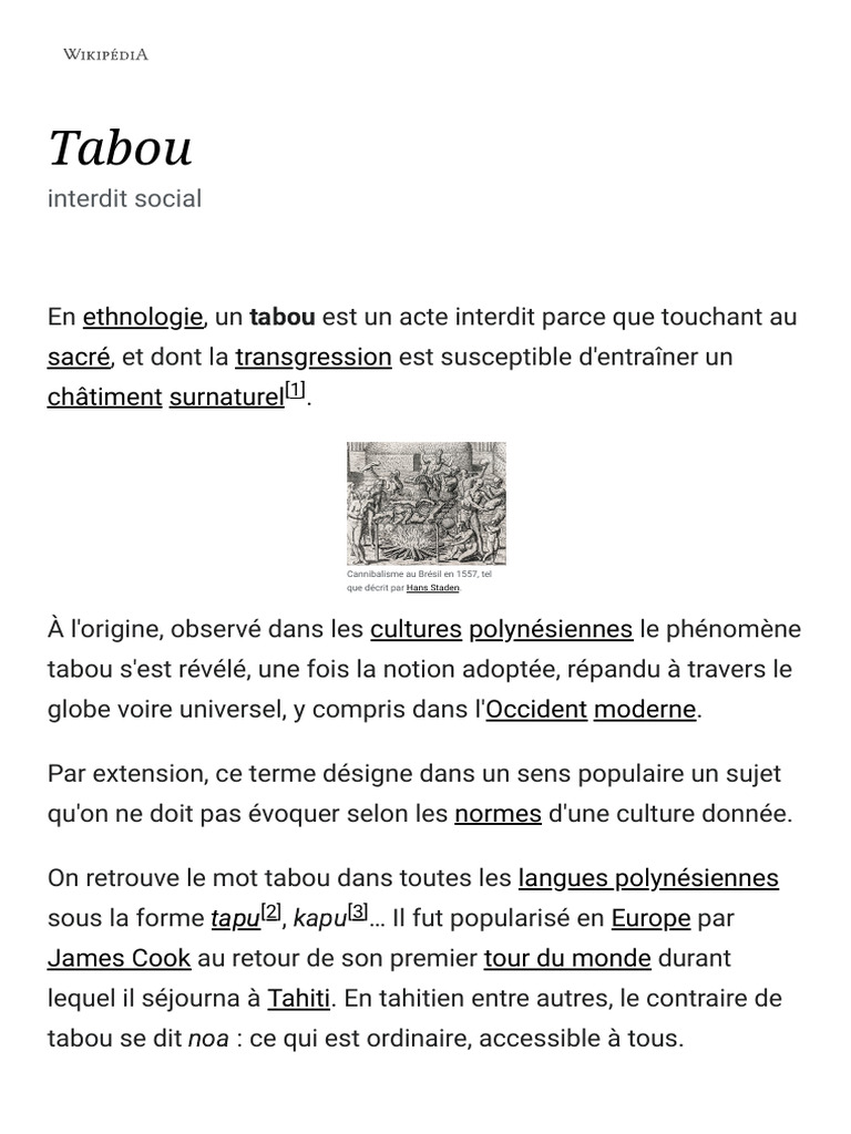 Comprendre le concept de tabou | PDF | Tabou | Attitude psychologique