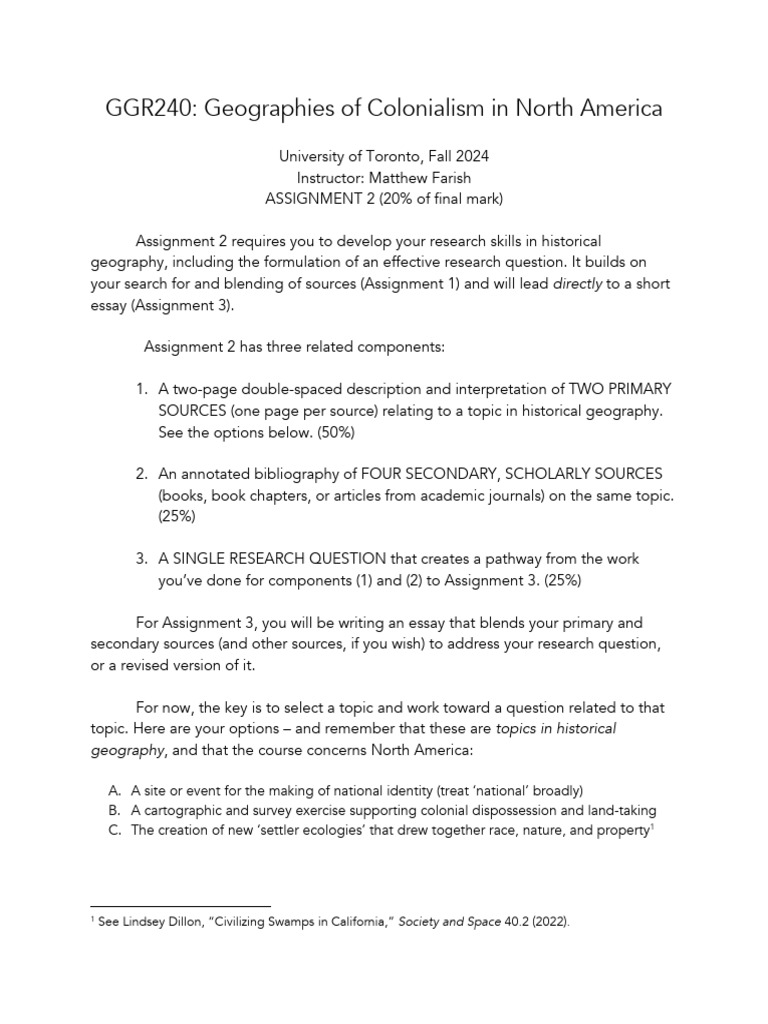 GGR+240+-+2024+Fall+-+Assignment+2+Handout 2 | PDF | Bibliography