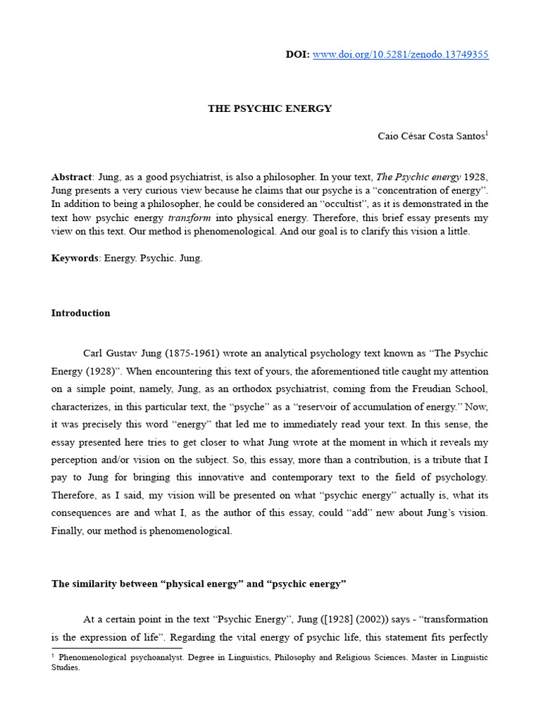 Jung's Concept of Psychic Energy | PDF | Carl Jung | Force