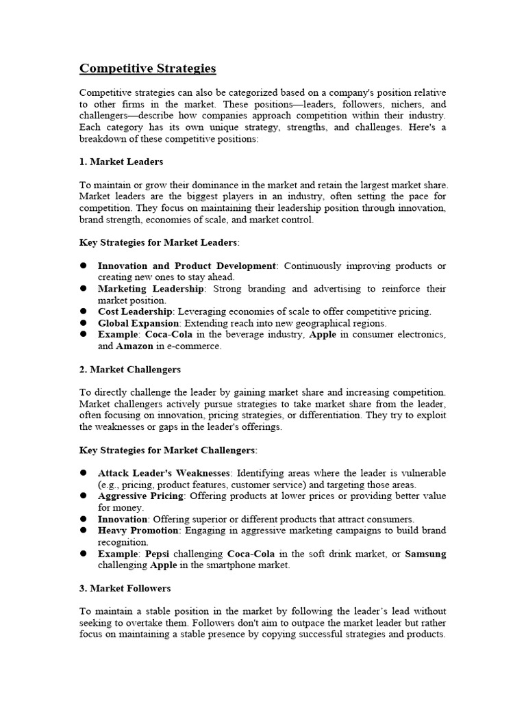 Competitive Strategies in Business | PDF | Product (Business) | The ...