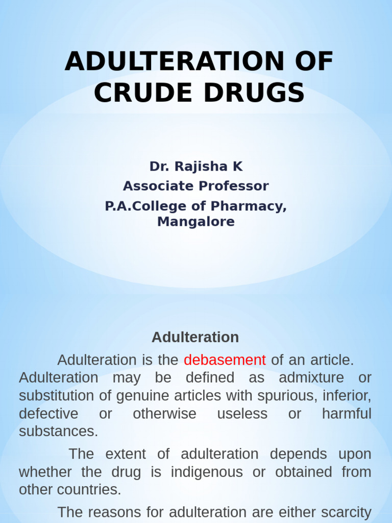 Understanding Crude Drug Adulteration | PDF | Decomposition