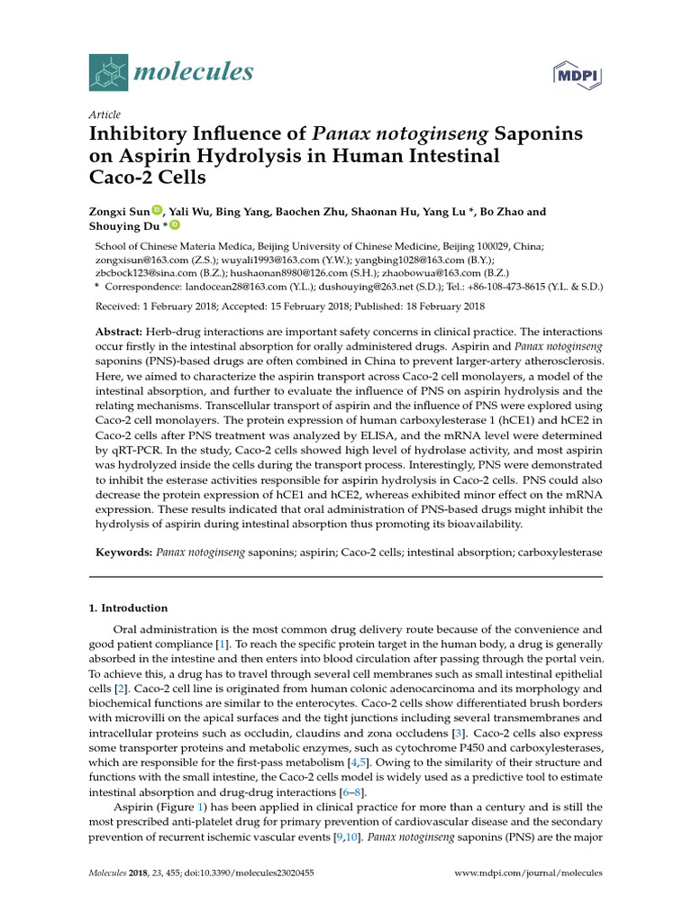 Inhibitory Influence of Panax Notoginseng Saponins On Aspirin ...