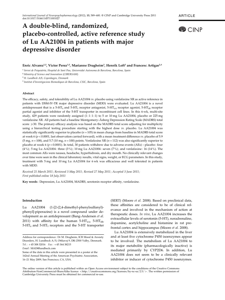 A Double-Blind, Randomized Placebo-Controlled, Active Reference Study ...