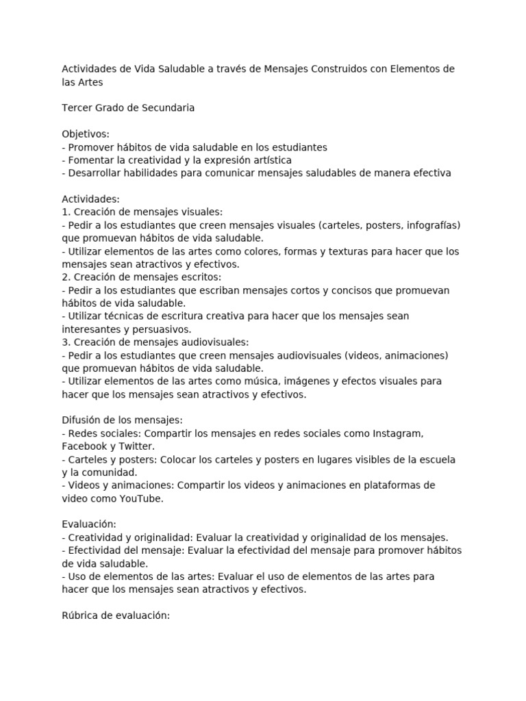 Actividades Artísticas para Vida Saludable | PDF | Salud mental ...