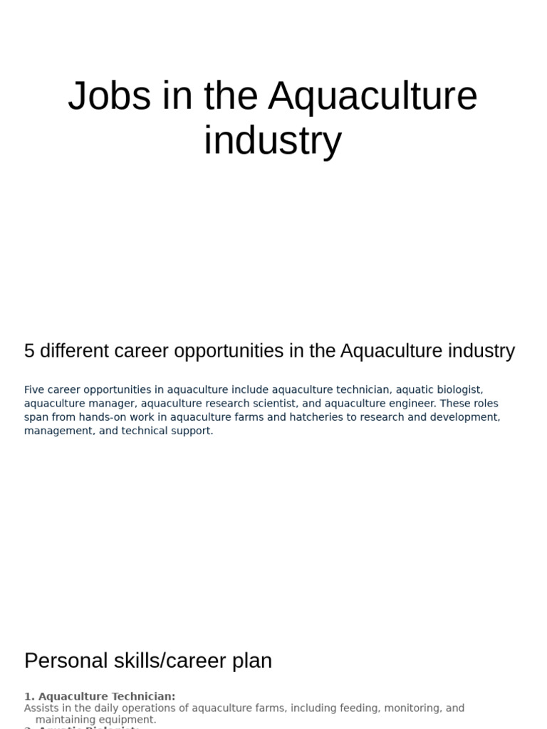 Career Paths in Aquaculture Industry | PDF | Aquaculture | Ecosystem