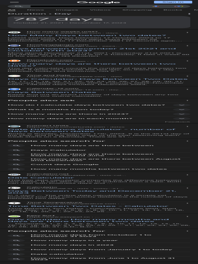 How Many Days Between 21 October 2021 and 17 December 2023 - Google