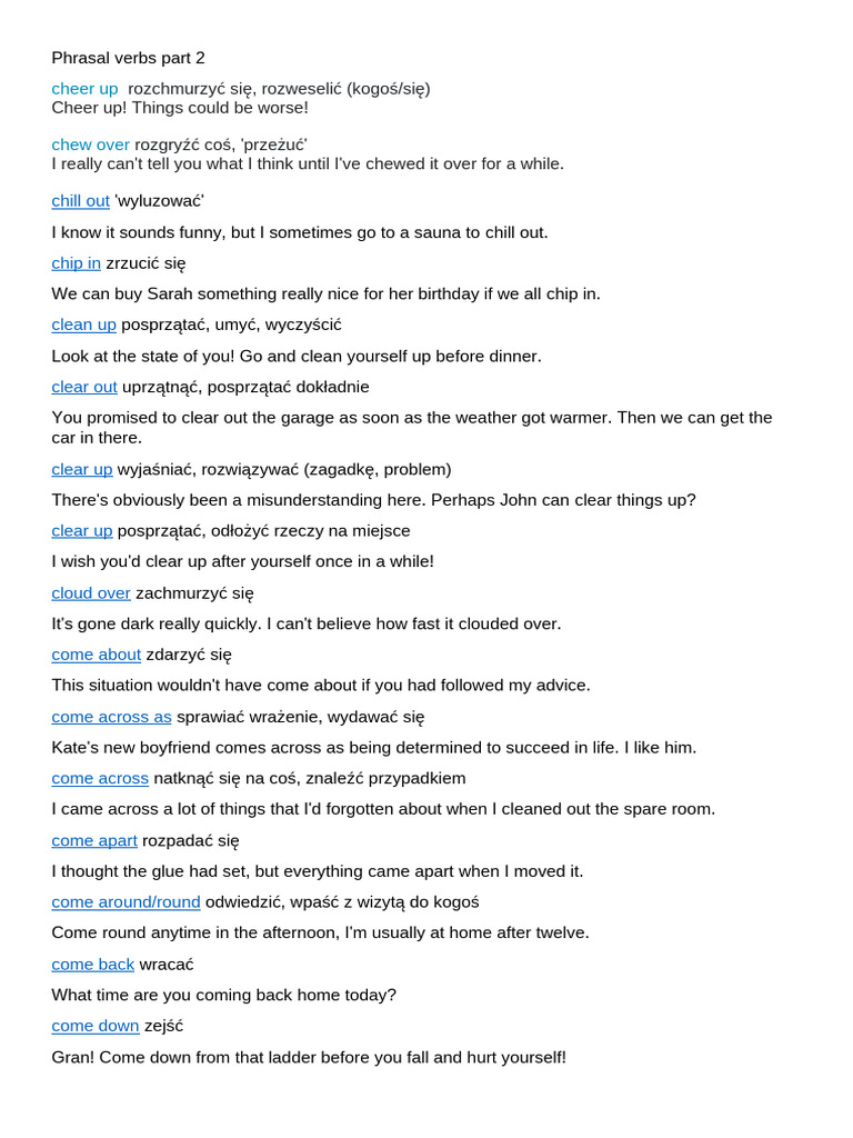 Phrasal Verbs: Part 2 Explained | PDF