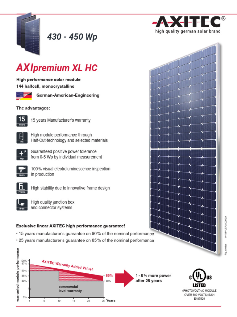 AXITEC High-Performance Solar Module | PDF | Solar Panel | Electrical ...
