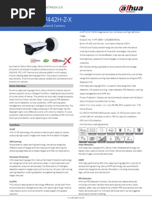 IPC-HFW7442H-Z-X S0 Datasheet 20241107 | PDF | Camera | Computer