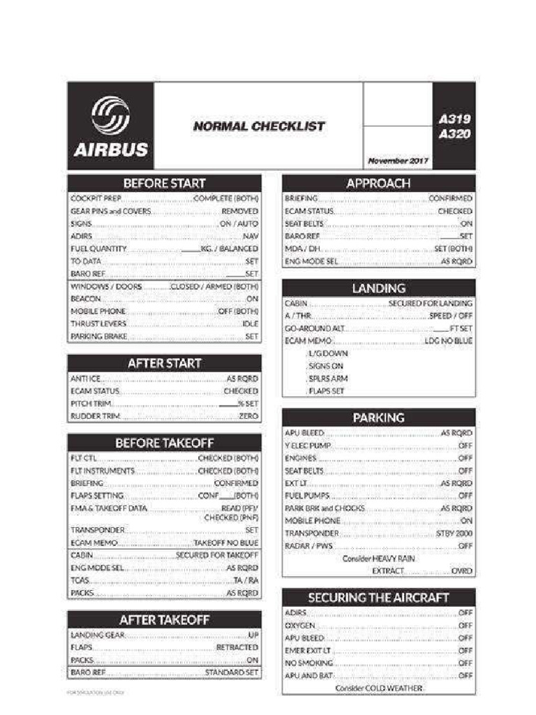 A320 Checklist | PDF