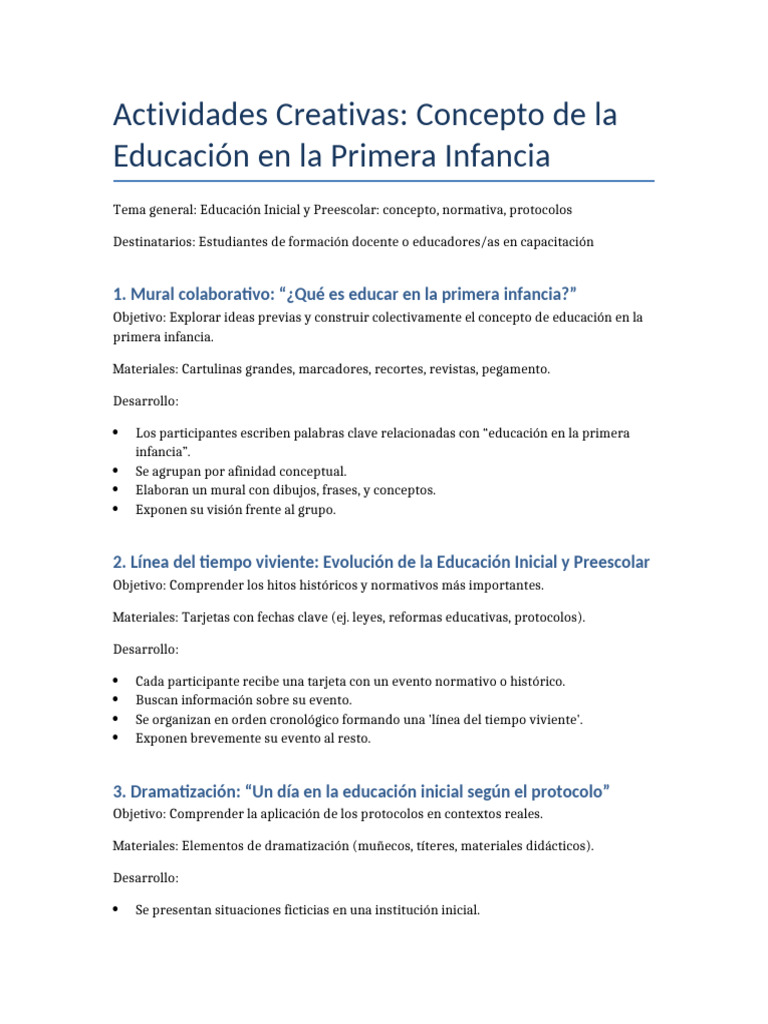 Actividades para Educación en la Infancia | PDF | Educación de la ...